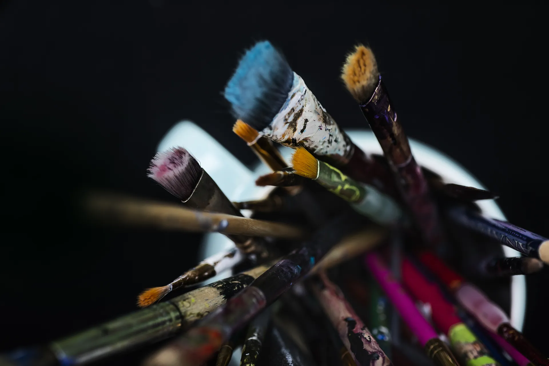 Artist paintbrushes used to create original fine art